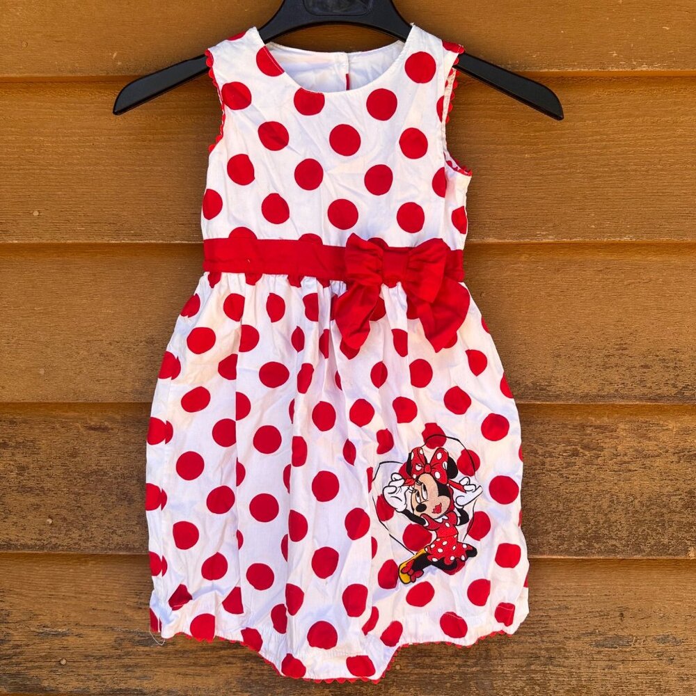 Disney Parks Minnie Mouse Polka Dot Dress Girls Size S Red & White